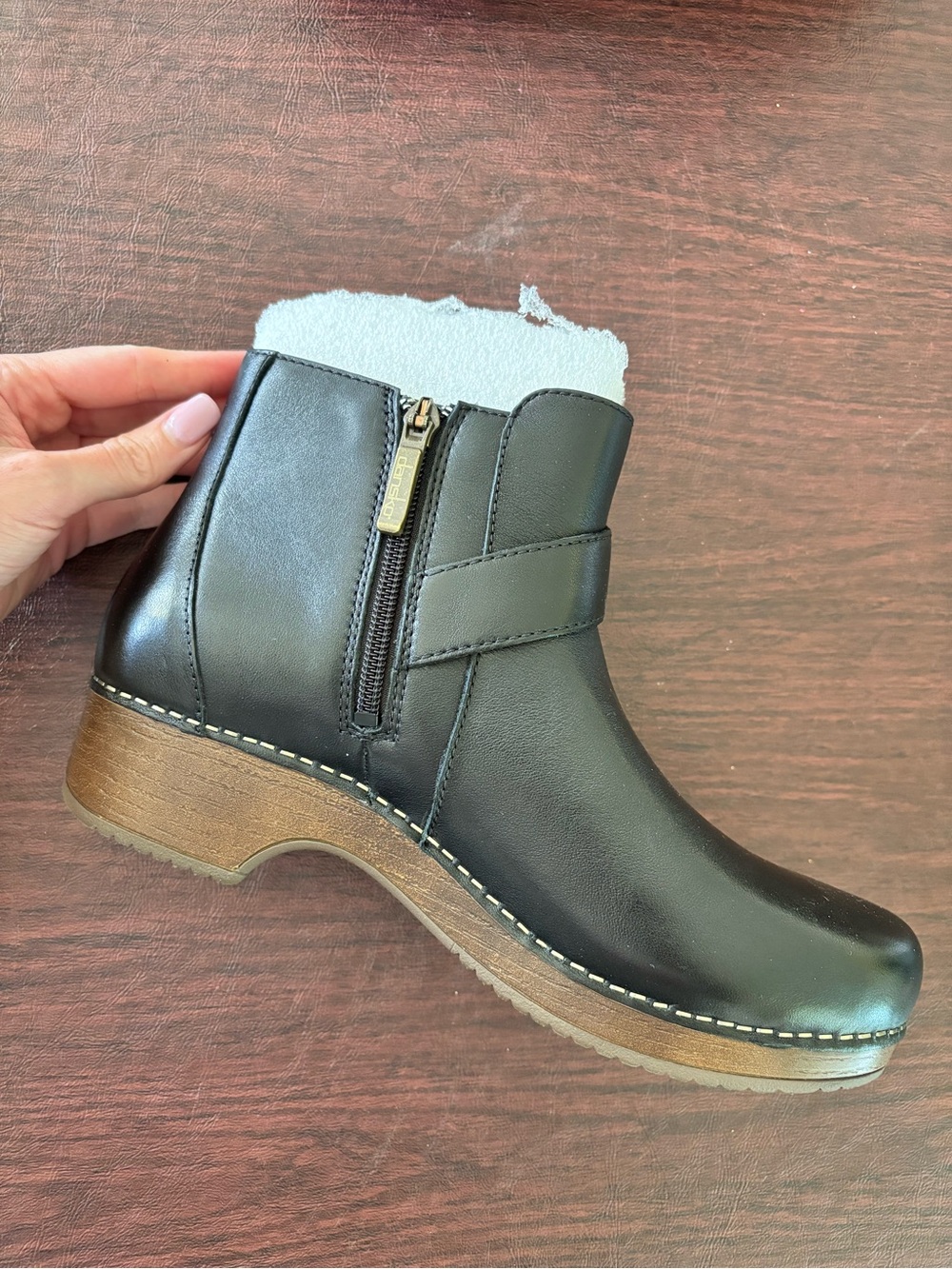 Dansko Brennan Black Leather Ankle Booties | Clog Heel | Size EU 39 / US 9 - Picture 5 of 8